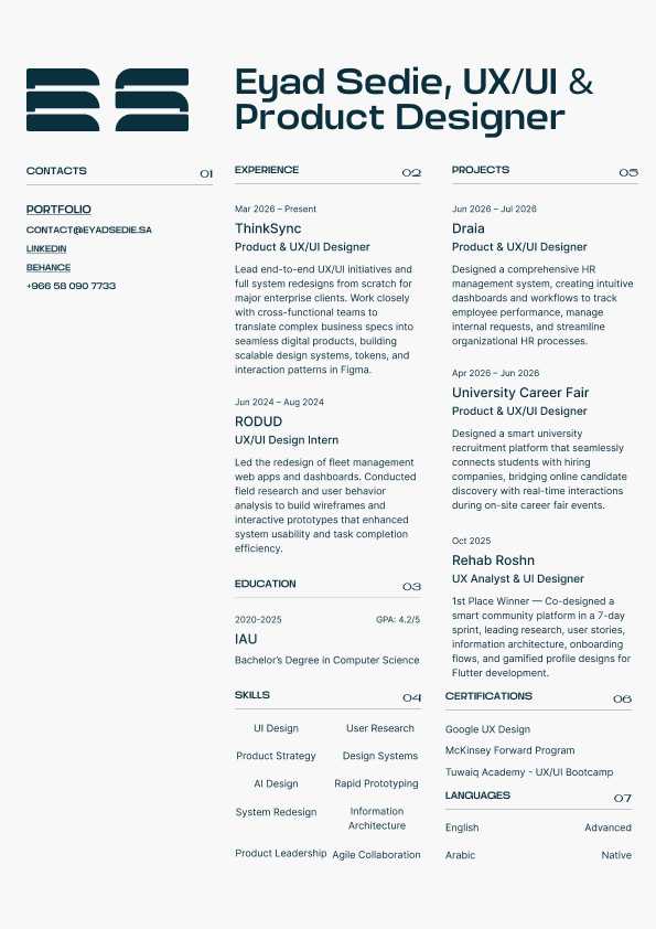 Eyad Sedie's CV preview