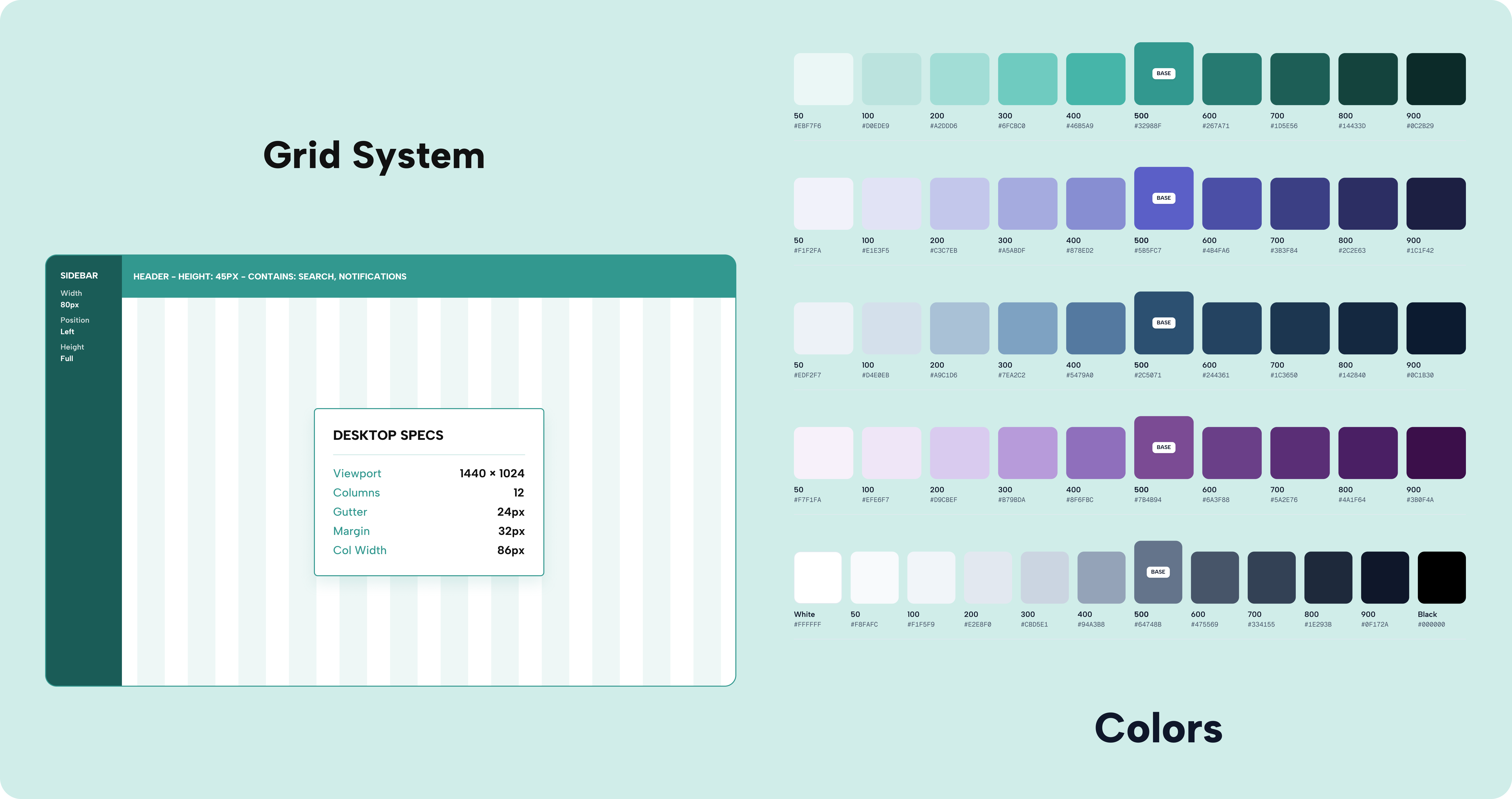 Draia color ramps and grid system