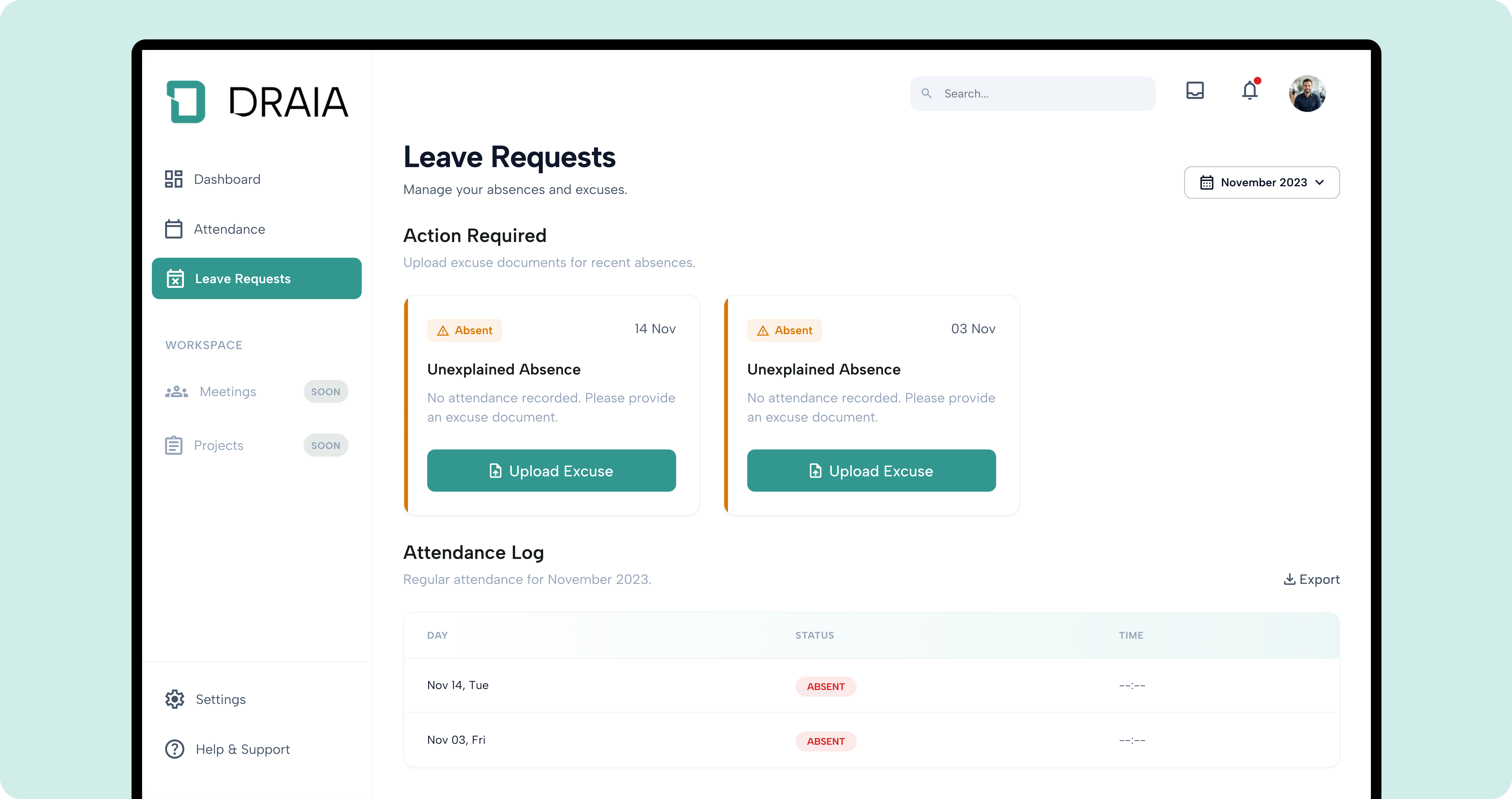 Leave Requests and Shift Details