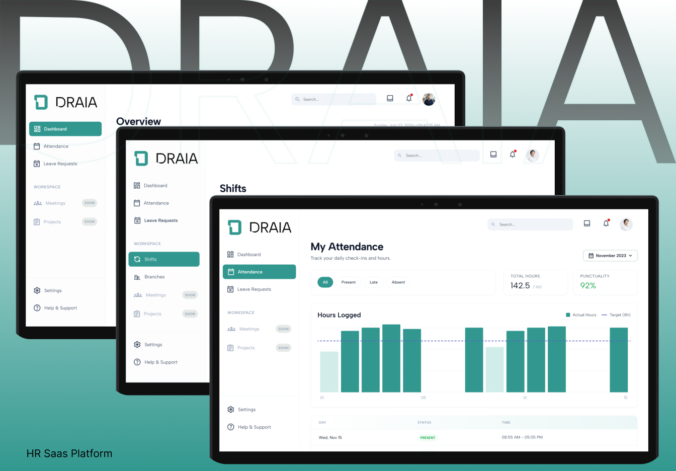 Draia — HR SaaS platform dashboards